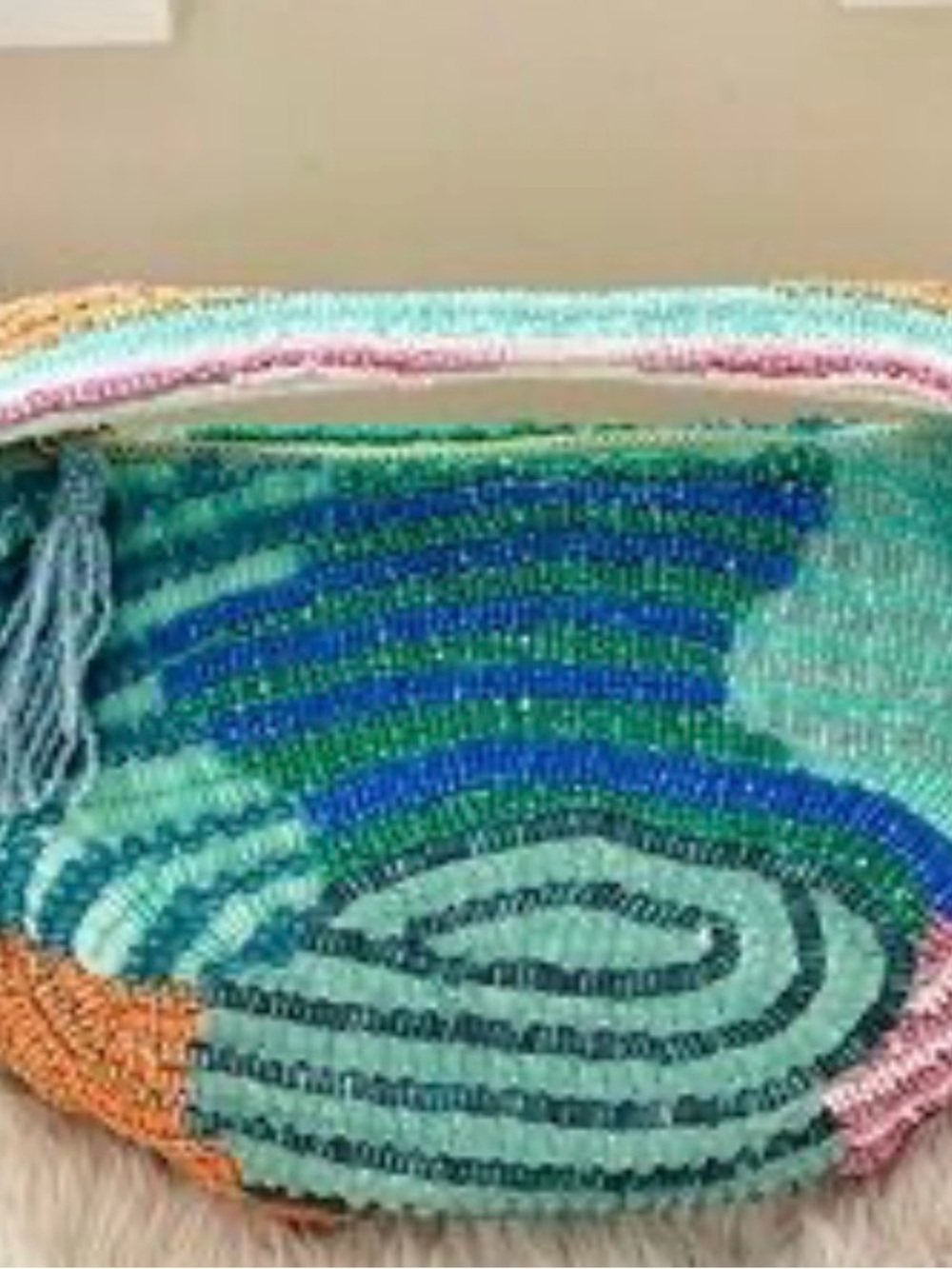 Beaded Handheld Clutch in Turquoise & Blue